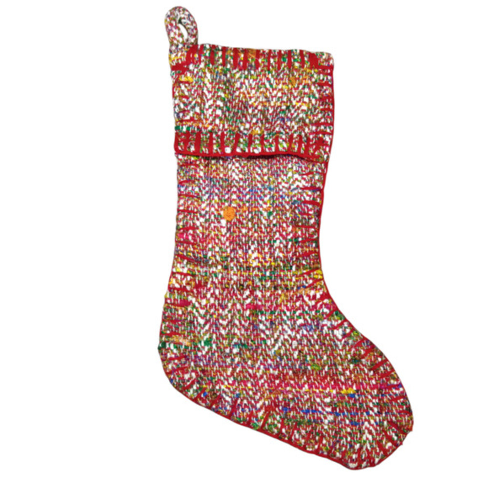 World Market heavyweight woven red‎ Christmas Stocking
